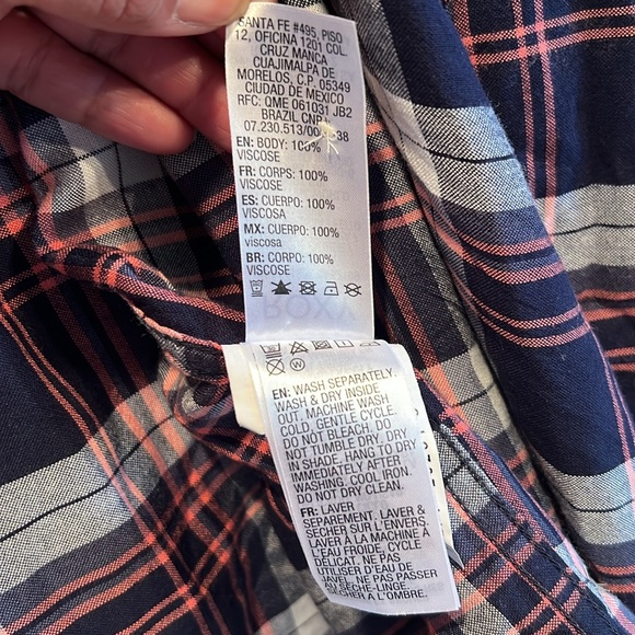 Roxy Sweater Womens Medium Red Black Plaid Draped Open Front Cardigan Hooded - Picture 7 of 9